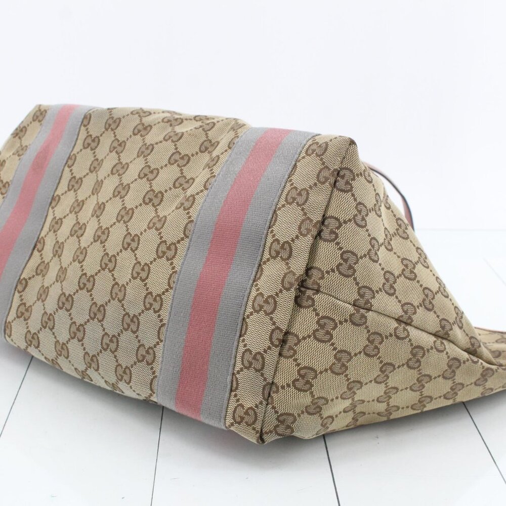 Gucci Tote Bag GG Canvas Beige Orange Chien Pan Gold Hardware - Picture 6 of 11